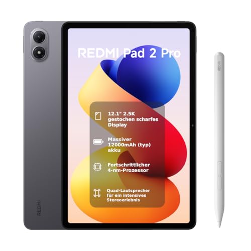 XIAOMI REDMI 2 Pro + Stift 6+128GB 12 1 2 5K 120Hz Display Riesiger 12.000mAh (typ) Akku 4nm Prozessor Nahtlose Konnektivität Graphitgrau