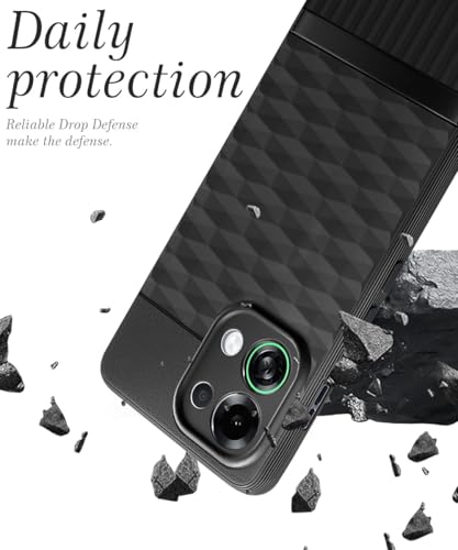 Image of WOW IMAGINE Back Cover for Oppo K13 Turbo 5G | K13 Turbo Pro 5G Hexa Cube Design | Soft Rubberised Case | Inner Velvet Fabric | Matte Silicone Flexible Mobile Case | Camera Protection - Black