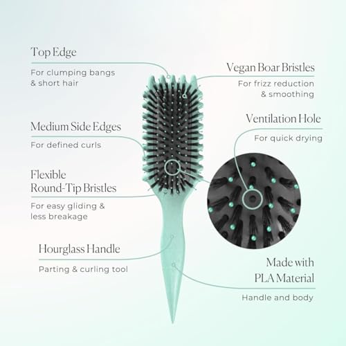 Image of Curly Hair Styling Brush with Soft Bristles, Vented Hair Brush with Pointed Handle for Curl Definition, Hair Sectioning and Everyday Hair Styling