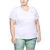 Under-Armour-Womens-Tech-Short-Sleeve-V-Neck-Solid Under Armour womens Tech Short-Sleeve V-Neck - Solid , White (100)/Metallic Silver , 3X
