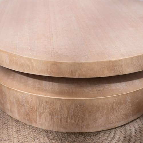 KEIKI Round Wood Coffee Table – 31.3" Accent Table, Modern Two-Tier Design, Rustic Farmhouse Style for Living Room or Office, Natural by KEIKI - Image 5