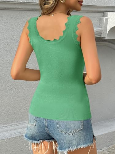 Image of Saodimallsu Womens Ribbed Knit Tank Top Summer Sleeveless Square Neck Casual Basic Slimming Sweater Vest Tops