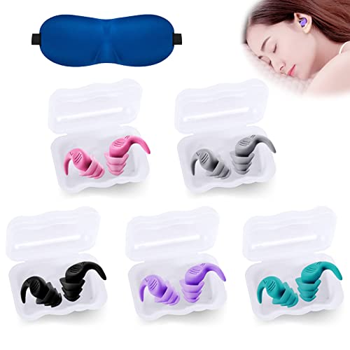 Ohrstöpsel zum Schlafen,5 Paare Gehörschutz Ohrenstöpsel Silikon Wiederverwendbare Extraweich Lärmschutz Earplugs zum Laute Geräusche,Schnarchen Lernen Konzerte Ohrstöpsel Schlafen Cover