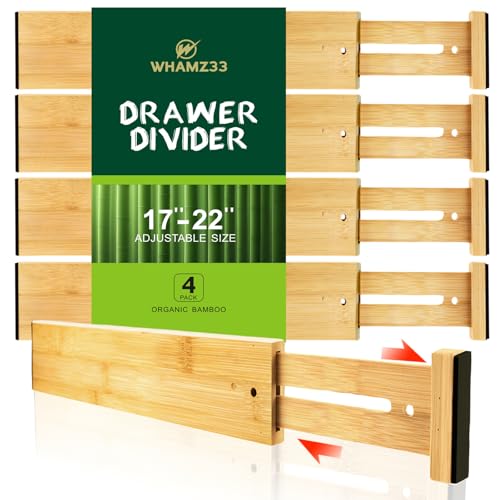 Kitchen Drawer Dividers, Adjustable Bamboo Drawer Organizer (17-2...