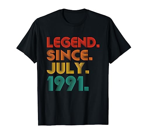 Legend Since July 1991 Years Old Birthday 1991 Vintage Idea Camiseta