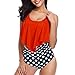 Produktbild TOPKEAL Frauen Zweiteiler Plus Size Sexy Backless Halter Dot Bademode Set(XXX-Large,Rot)