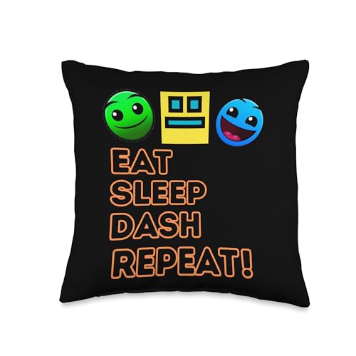 Eat Sleep Dash Repeat Video Game Geometry Video Gamer Throw Pillow
