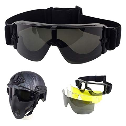 Hodeacc Tactical Goggles,Airsoft Safty Eyewear,Anti Fog Anti-UV Outdoor Shooting Glasses with 3 Interchangable Lenses for Outdoor Sport,Shooting,Hunting,Paintball,Riding,Cycling Cover