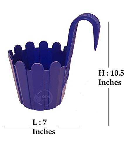 OSHIGREENS Fence Hanging Flower Pot Balcony Railing Planter Best Design Outdoor Gardening Plant Container Set - Multicolor