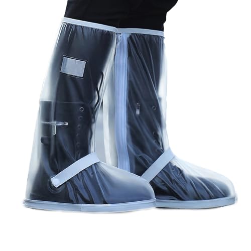 Waterproof Shoes Cover with Reflector, Foldable Reusable Rainproof Non-Slip Overshoes with Zipper for Hiking Climbing Camping (Color : White, Size : Large)