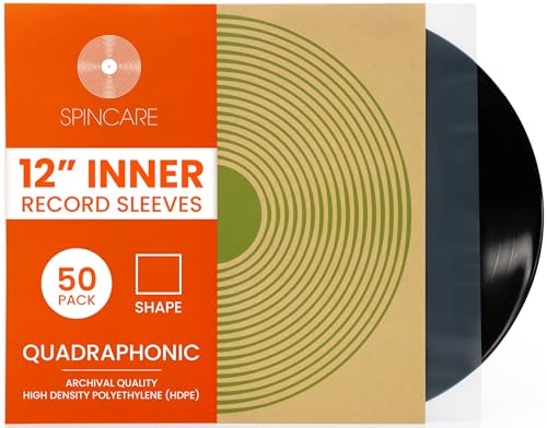 50x Antistatische Binnenhoezen voor 12-inch Vinyl | Spincare Quadraphonic LP Beschermhoes | Premium HDPE Inner Sleeves Vinyl | Archiefkwaliteit beschermhoezen voor platen