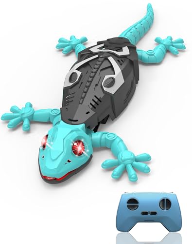 ATHLERIA Rc Wall Climbing Gecko Robot Toys for Kids Age3+, Blue Wall Crawler Gecko,Remote Control Car Electric Lizard with Led Glowing Eyes,Cool Toy Birthday Gifts for Boys Girls
