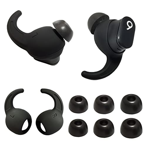 Luckvan Memory Foam Ear Tips for Beats Studio Buds Earhooks for Beats Earbuds Replacement Grip Cover for Beats Studio Buds+ Ear Tips fit in Charging Case, Black