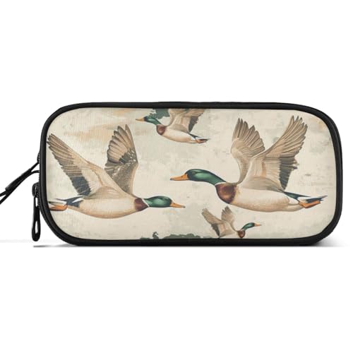Image of Caikeny Pencil Case Mallard Ducks Pen Bag Large Capacity Pencil Box Pen Pouch with Zipper Cosmetic Organizer for Kids Teens Adults