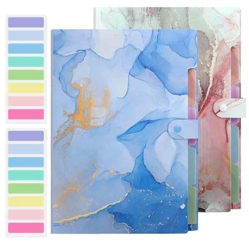 Image of Corslet Pack of 2 Expanding File Folder,Folders for Important Documents Organizer,Accordion File Organizer,Aesthetic Folders for School Students,5 Pockets File Folder for Home Bills with Lables