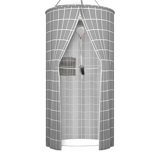 wisoolkic Cortina de Ducha Plegable y almacena en Segundos para el hogar, baño, Cortinas de Ducha de poliéster para baño, Ducha, Gris
