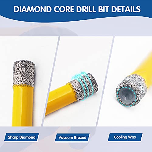 Dry Diamond Core Drill Bit,Highdril 5Pcs Diameter 6Mm 1/4" With Triangle Shank Vacuum Brazed Hole Saw For Concrete Granite Marble Glass Porcelain Tile Masonry Brick #TOP4