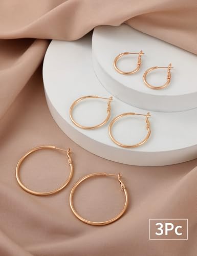 Image of Gacimy Gold Hoop Earrings for Women, 14K Gold Plated Thin Hoops
