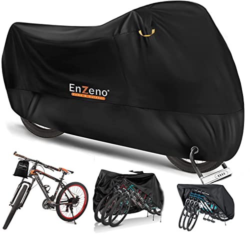 Cubiertas grandes para bicicleta 2 o 3, almacenamiento exterior impermeable Oxford cubierta de bicicleta interior 300D nylon con revestimiento PU a prueba de viento con agujero de bloqueo Cover