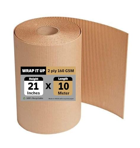 Image of WRAP IT UP Ecofriendly 2 Ply Brown Corrugated Roll For Ecommerce Packaging 160 GSM (21 Inch * 10 Meter)