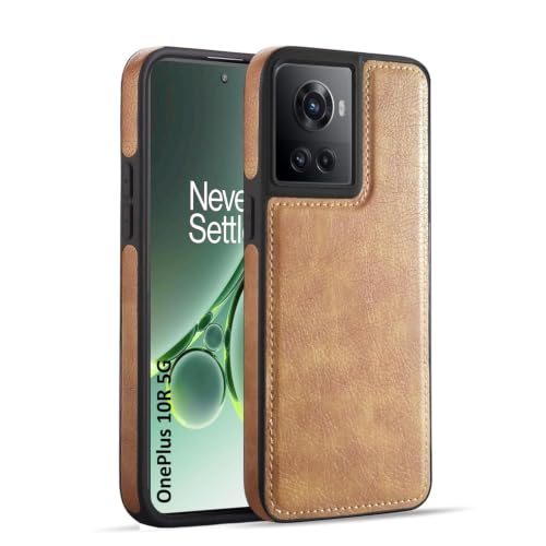 Image of MOBILOVE PU Leather Flexible Shockproof Design Back Case Cover for | OnePlus 10R 5G (Brown)