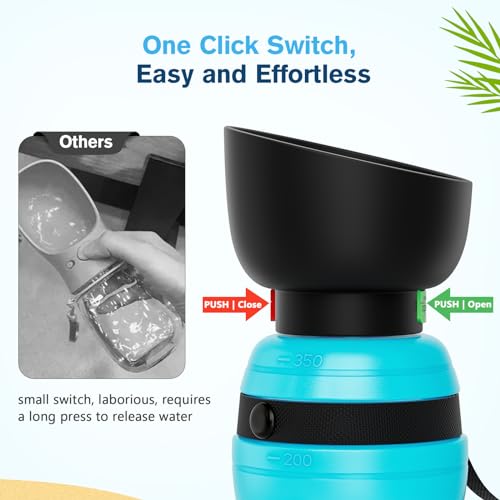 Pecute Trinkflasche Hunde für Unterwegs 350ml, 2-in-1 Faltbare Wasserschale