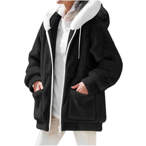 FPMLUXLL Womens Fleece Jacket Oversized Zip Up Hooded Casual Winter Coat - image 1