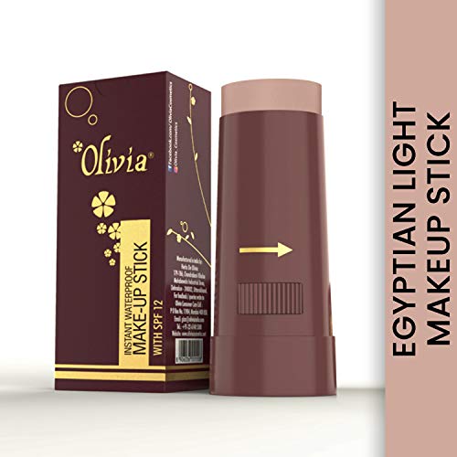 Image of Olivia Instant Waterproof Makeup Stick with SPF 12-08 Egyptian Light | 3-in-1 Foundation, Concealer & Moisturizer | Sweatproof, Long-Lasting Base Makeup | Evens Skin Tone & Hides Blemishes