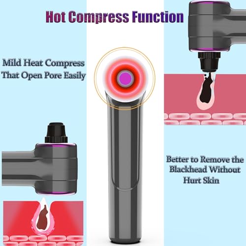 Image of Docoss Ultrasonic Black head Remover Tool with Heating Mode -Rechargeable White heads & Blackhead Removal Machine for Nose with 5 Suction Levels and Probes, 2 in 1 Pore Cleaner for Brighter Face