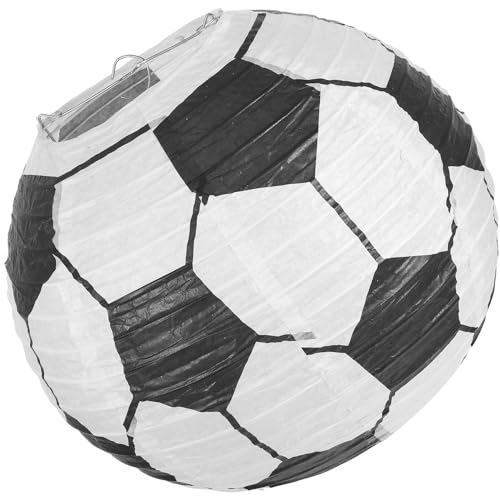 Sewroro Farolillos Colgantes de Papel Decorativos Diseño de Balón de Fútbol 10 Pulgadas Color Blanco y Negro Adecuado para Decoración de Fiestas Deportivas y Eventos Temáticos
