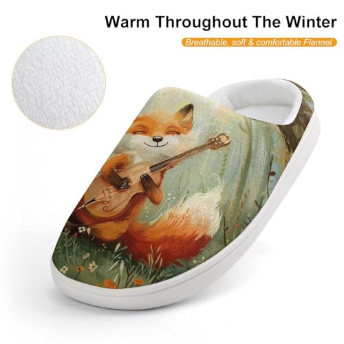Musical Fox in Forests Cute Cotton Slippers Anti-Slip House Shoes Printed Slipper for Indoor Outdoor4