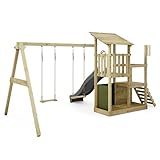 FATMOOSE Spielturm Klettergerüst FruityForest Fun XXL mit Schaukel & anthraziter Rutsche, Outdoor Kinder Kletterturm mit Sandkasten, Leiter & Spiel-Zubehör für den Garten - 2
