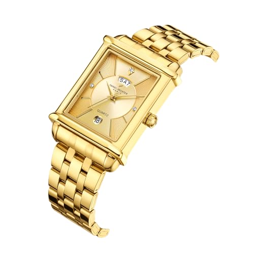 Image of Daniel Hechter Paris Etoile Collection Watch for Men Analog Watch - Rectangular Dial with Day & Date Display, Stainless Steel Strap, Quartz Movement