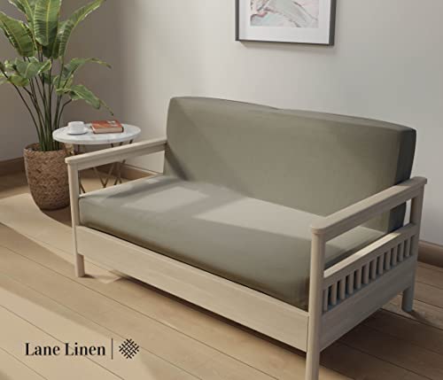 Lane Linen Futon Covers Full Size, 100% Cotton Futon Slipcovers, Full Size Futon Mattress Cover For Futon Sofa Bed, Foldable Armless Sofa Cover, Zippered Futon Couch Cover - Silver #TOP4