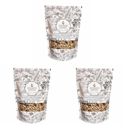 Image of Wingreens Harvest Toasted Millet Muesli 250 g, Cranberry & Almond, Natural, Breakfast Cereal, Healthy Gluten-Free Cereals with Whole Grains, Dried Fruits, Nuts and Seeds, No Artificial Preservatives
