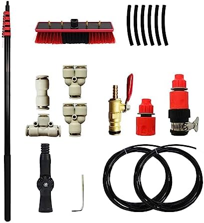 Window Cleaning Telescopic Cleaner Wash Brush Kit Adjustable Pole Length，Telescopic Window Cleaner,3.6-10.8m Telescopic Water Fed Window Cleaning Pole,Hose Fed Extended Brush Tool Kit,Solar