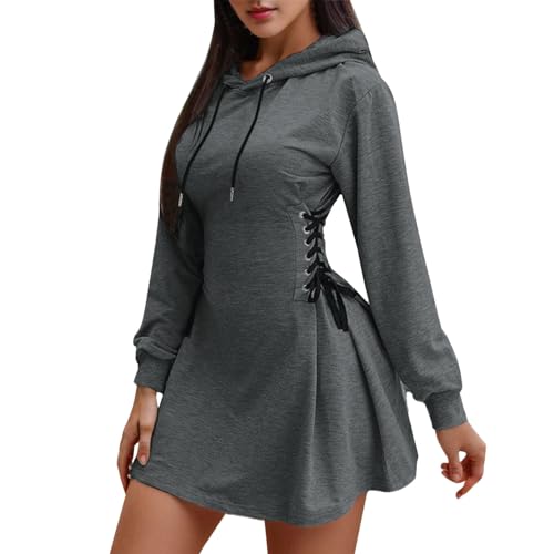 Vestito Casual Donna Abito Felpa Elegnate Vestitino Largo Pullover Sweatshirt