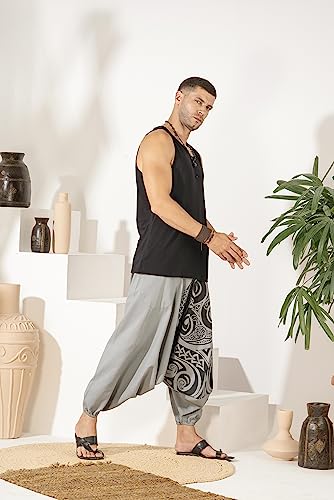 Image of The Veshti Company Printed Harem Pants for Men's Cotton Hippie Style Baggy Boho Yoga Pajama Pant with Pocket