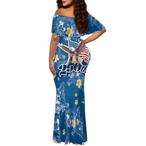 Image of Polynesian Dresses for Women Off Shoulder Maxi Dress Puletasi Samoan Dresses S-7XL