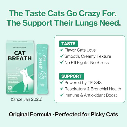 Cat Breath Bronchial Supplements Cat Sneezing Treatment Asthma Cold Cough Nose Relief Respiratory&Immune Support with TF-343-30 lickable Formula Individually Packaged, Chicken (1 Pack) - Image 5