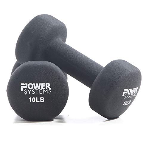 Power Systems Premium Neoprene Dumbbells - Non-Slip Grip and Squared Edges to Prevent Rolling (10)