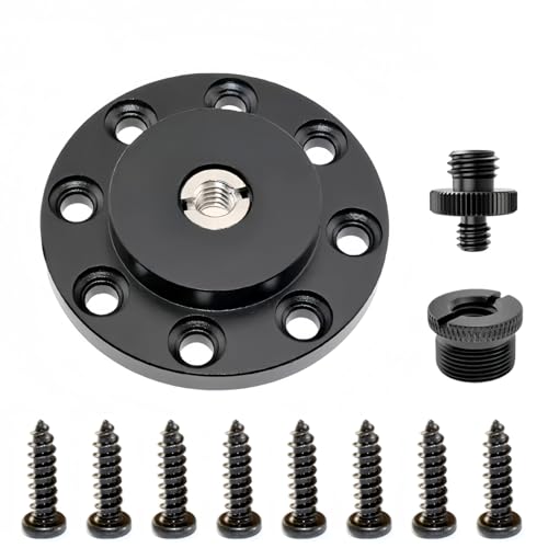 Homeet DIY Kamera Wandhalterung Flansch 50MM Desktop Halterung für Outdoor Kamera Indoor Sicherheitskamera Montagehalterung, mit 3/8” auf 5/8” Mikrofon Halter Adapter