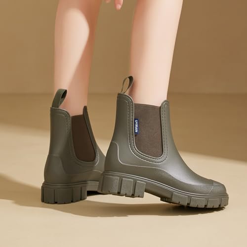 Image of WOWSTICK Women's Ankle Rain Boots Waterproof Lightweight Slip Resistant Fashion Garden Booties