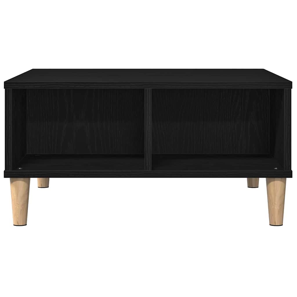 Mesa de centro de roble negro 60 x 60 x 30 cm, madera de ingeniería, 2 estantes, 75 kg, mini mesa de salón