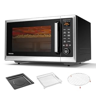 TOSHIBA ML2-STC13SAIT(SS) Air Fryer Combo Countertop Microwave Ovenwith 2.4-Inch Color Screen, Origin Inverter Technology, Smart Sensor, Compatible with Alexa, 1100W, 1.3 Cu.Ft, Silver