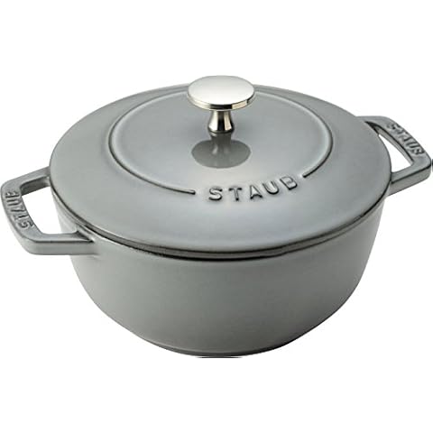 Staub Wa-NABE 40501-006 Gray M 7.1 inches (18 cm) Two-Handed Cast Iron Pot, Cooking, 2 Pieces, Induction Compatible Cover