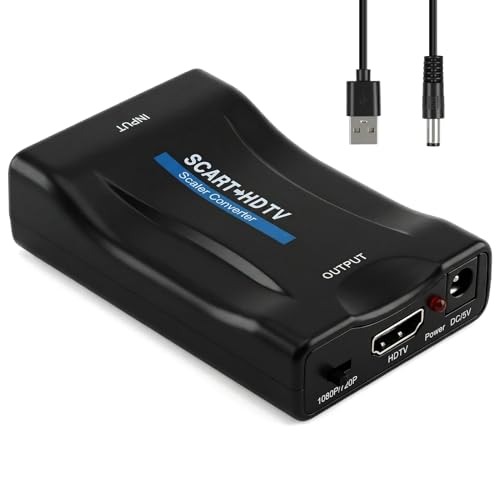 Aivane Adaptador Scart HDMI 720p/1080p, Convertidor SCART Salida y Entrada HDMI con Cable USB, Euroconector HDMI para TV DVD Moniteur Projecteur STB VHS VCR PS1 PS2 PS3 Xbox Player, Plug and Play