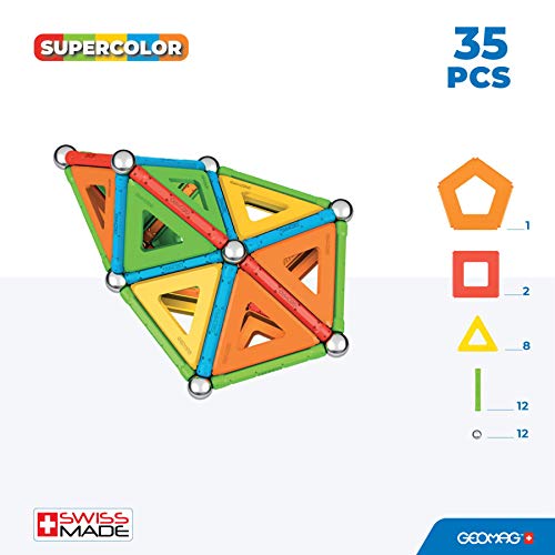 Geomag Supercolor Blocs de Constructions Magnétiques pour Enfants Jeu et Jouet en Forme de Cube Collection 100% Plastique Recyclé 35 pièces - vue 5