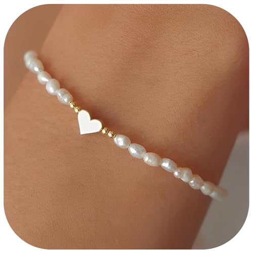 ZEPIQOR Bracelet de perles,bracelet plaqué or avec perles,bracelet en perles,convient pour les femmes et les filles,Cadeau de la Saint-Valentin,cadeau...