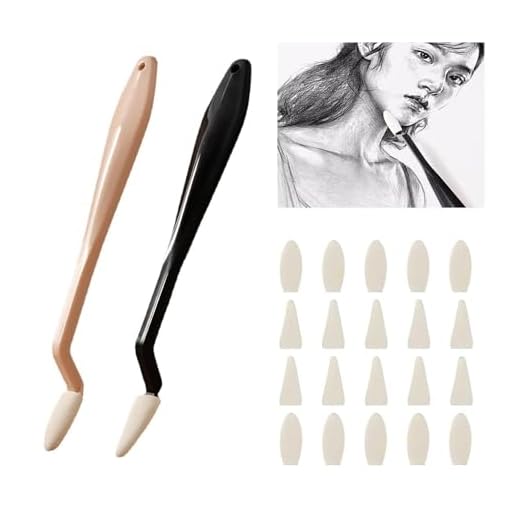JDCMEI 2 Piezas Difuminadores para Dibujo, Espatulas Pintura con 20 Puntas de Esponja Reemplazables, Herramientas de Dibujo para Bocetos para Principiantes en Pintura al óleo, Pintura de Bocetos